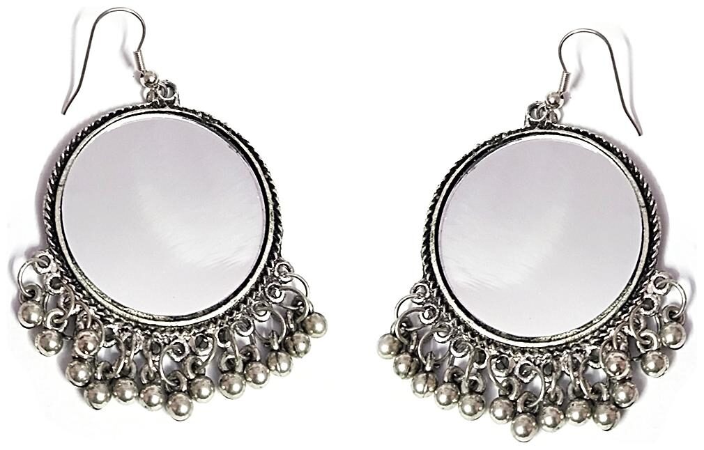 

Omaya Dangler Hanging Mirror German Silver Drop Earring