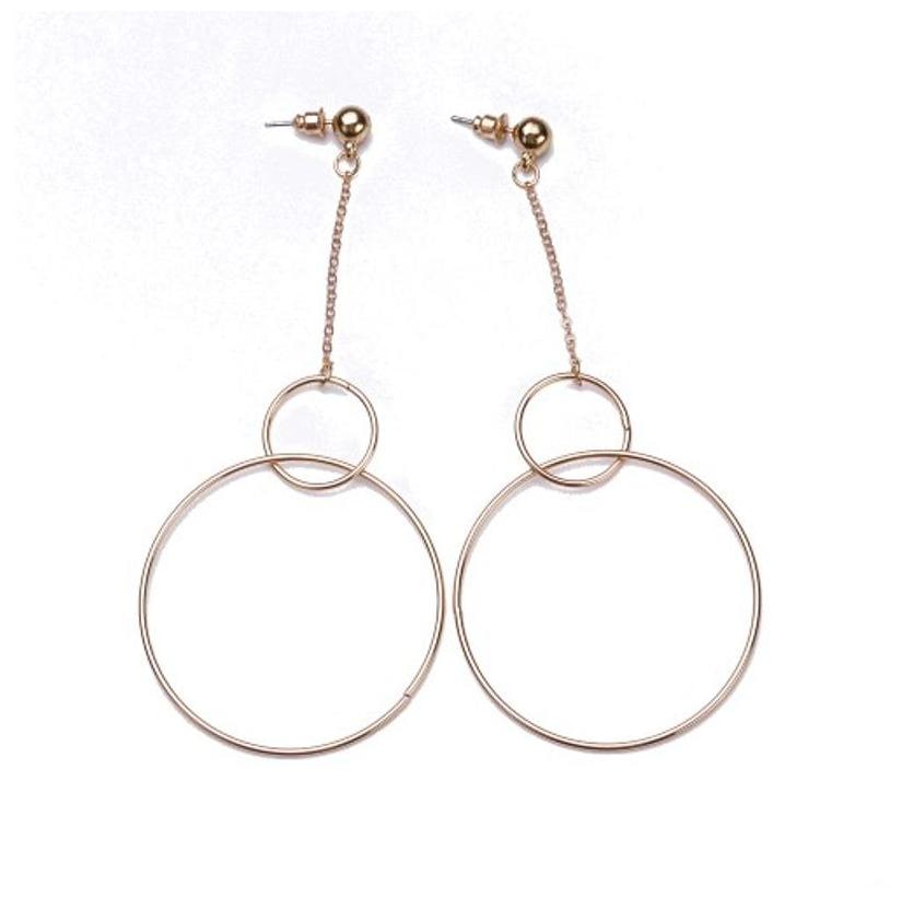

OOMPH Gold Double Loop Single Tassel Drop Earrings For Women Girls True Tassel Collection