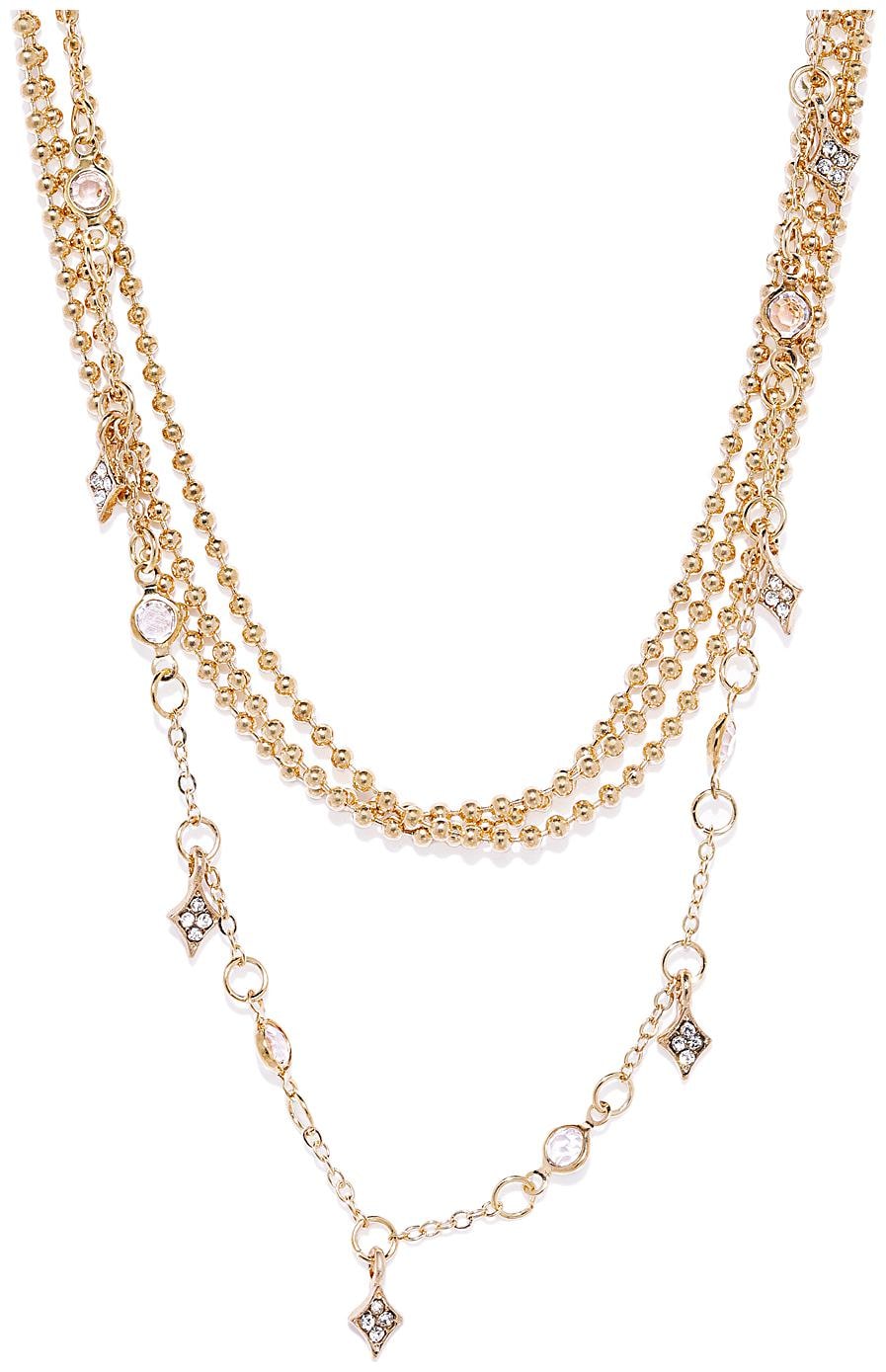 

OOMPH Jewellery Gold Tone Multi Layered Beads Necklace For Women Girls