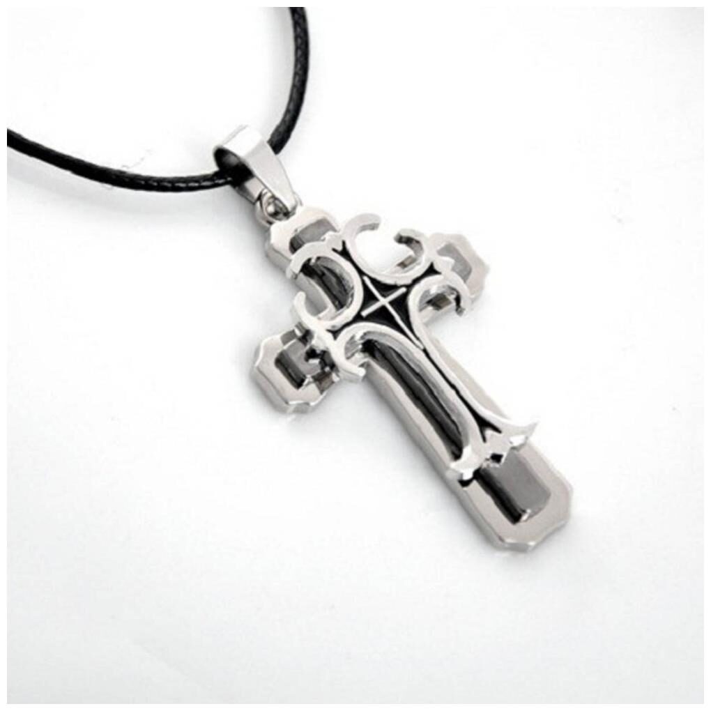 

OOMPH Jewellery Silver Stainless Steel Jesus Cross Fashion Pendant Necklace For Mens