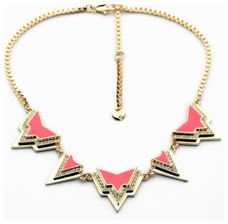 OOMPH Jewellery Hot Pink & Gold Enamel Geometric Fashion Necklace for Women & Girls