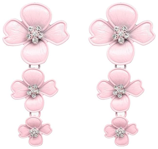 

OOMPH Jewellery Pink Faux Leather Floral Shape Statement Fashion Drop Earrings for Womens and Girls