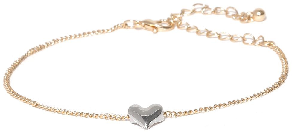 

OOMPH Jewellery Gold Tone Silver Love of Heart Fashion Anklet for Women Girls -Single Piece
