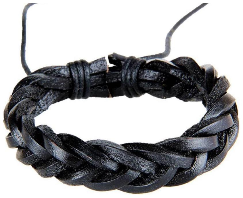

OOMPH Jewellery Black Braided Leather Handmade Wrap Bracelet For Men