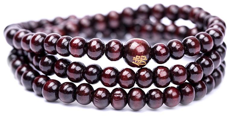 

OOMPH Jewellery Natural Wood Maroon Colour Buddha Meditation 108 Prayer Beads Mala Multi Layer Fashion Bracelet For Men Boys
