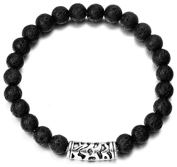 

OOMPH Jewellery Black Lava Volcanic Carbon Matte Beads Handmade Bracelet For Men Boys