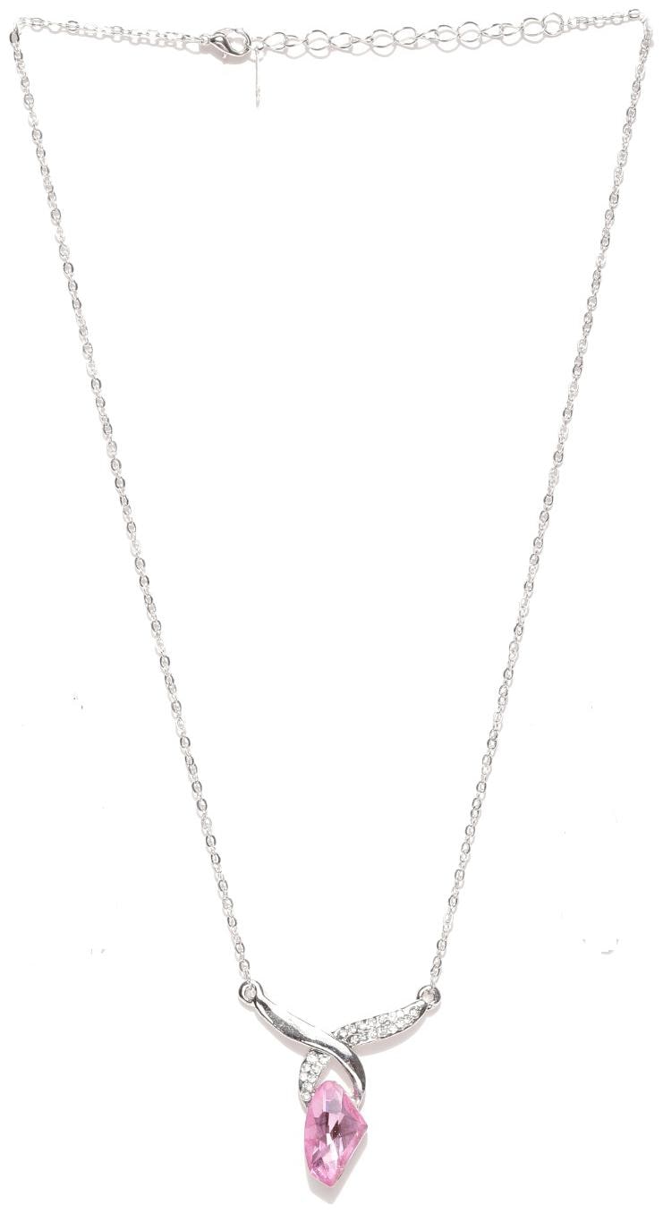 

OOMPH Jewellery Pink Silver Cubic Zirconia Fine Large Fashion Pendant For Women Girls Stellar Fine Jewels Collection