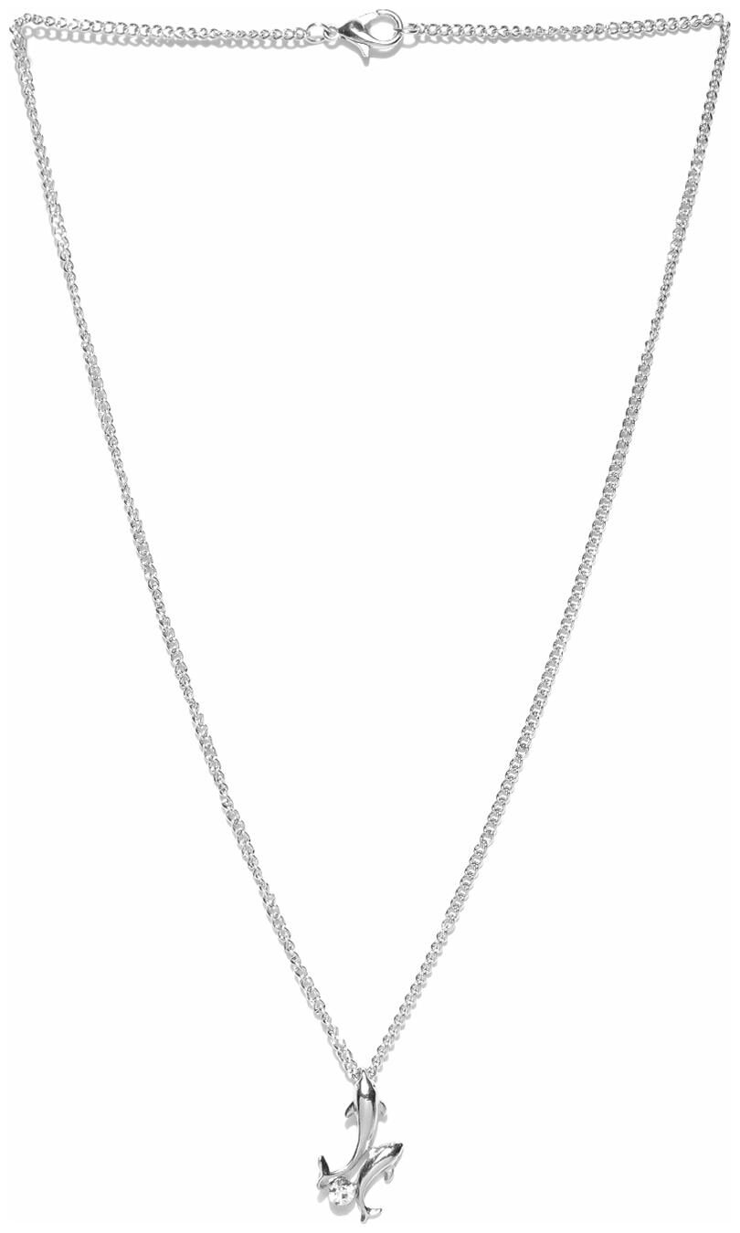 

OOMPH Jewellery Silver Plated Zirconia Dolphin Shape Fashion Pendant Necklace For Women Girls Stellar Collection