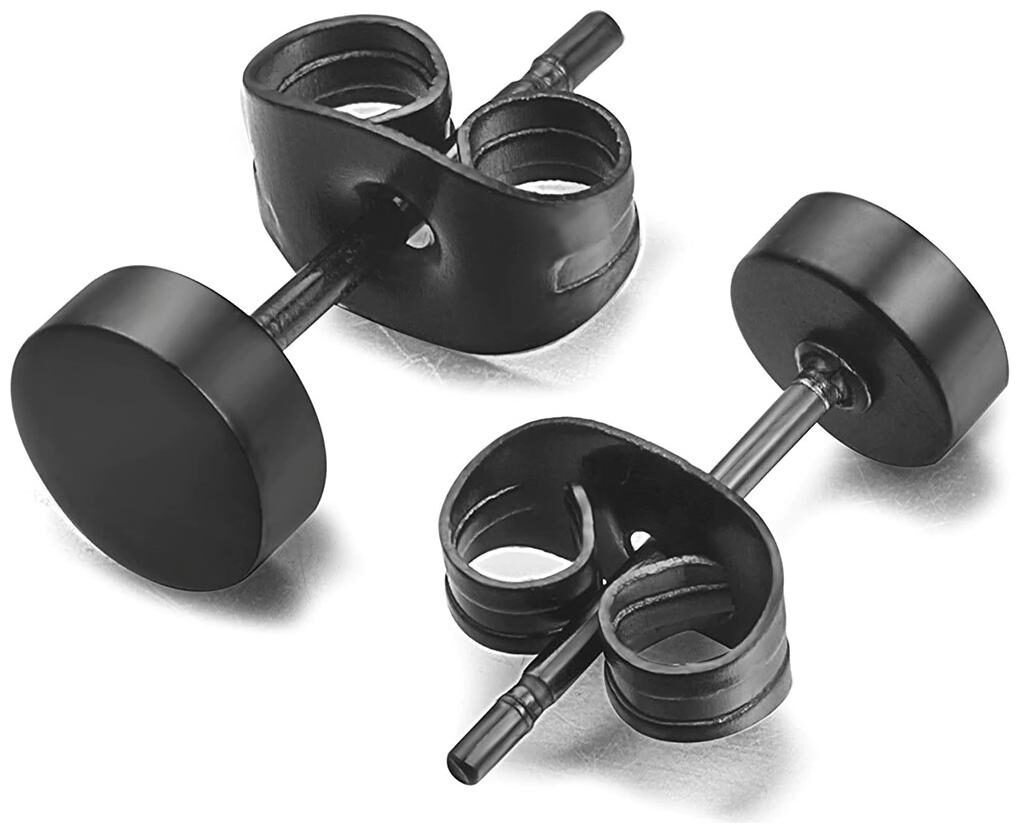 

OOMPH Jewellery Pair of Black Round Matte Stud Earrings for Men Boys