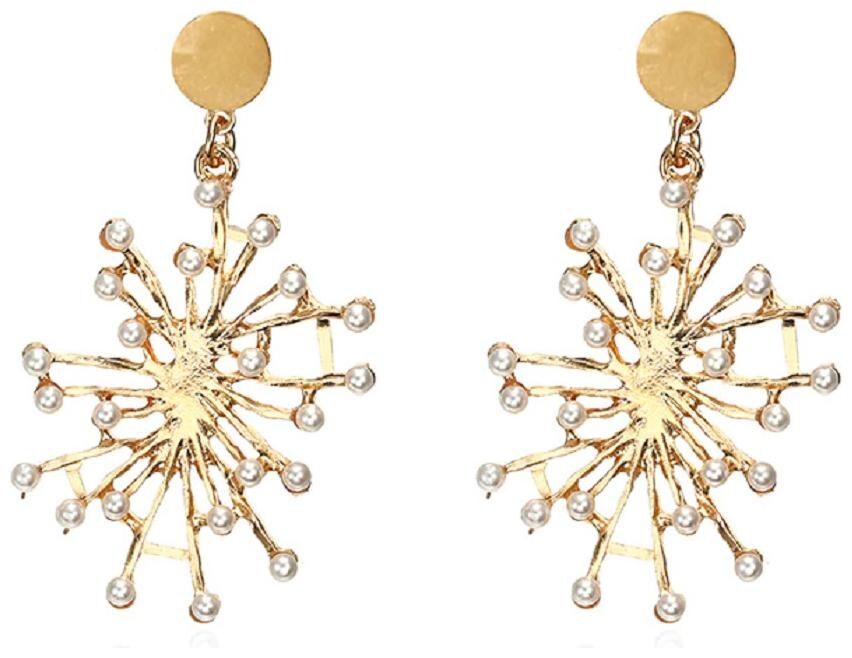 

OOMPH Jewellery Gold Tone Pearl Encrusted Floral shape Fashion Drop Earrings For Women Girls