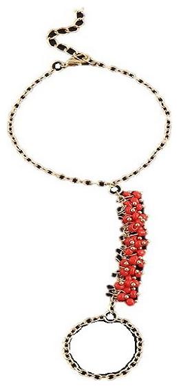

OOMPH Jewellery Red Micro Beads Hand Thong Fashion Bracelet with Ring
