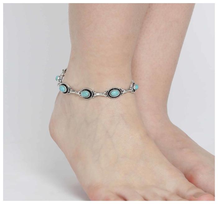 

OOMPH Jewellery Antique Silver Turquoise Beads Fashion Anket For Women Girls