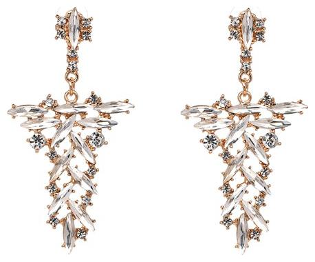 

Oomphelicious Jewellery Gold Tone Crystal Studded Floral Drop Earrings For Women Girls