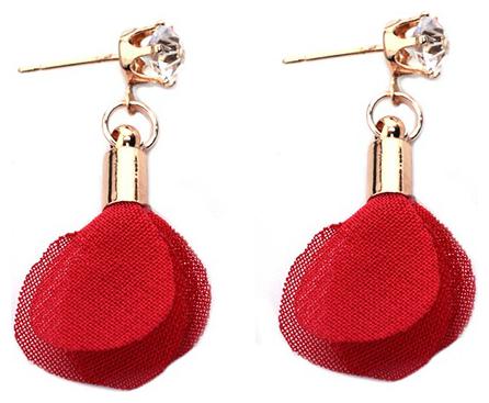 

Oomphelicious Jewellery Red Floral Crystal Drop Fashion Earrings For Women Girls