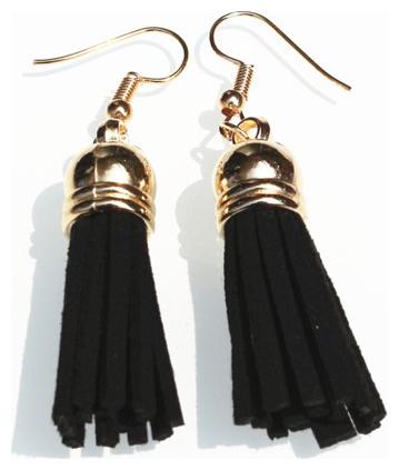

Oomphelicious Jewellery Black Mini Tassel Drop Fashion Earrings in Gold Tone For Women Girls