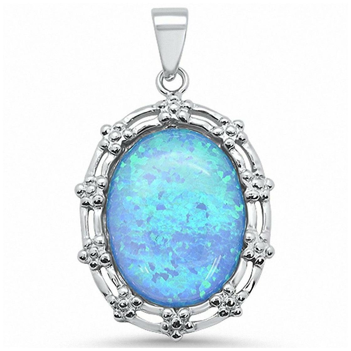 

Oval Antique Style Pendant Charm Solid Simulated Stone 925 Sterling Silver