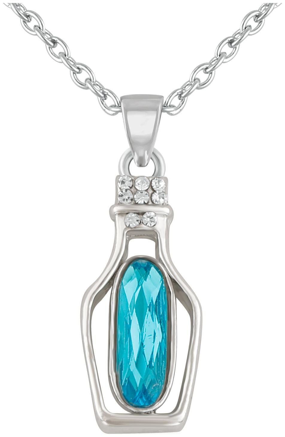 

Mahi Rhodium Plated Solitaire Crystal Bottle Pendant for girls and women PS2101637RBluWhi