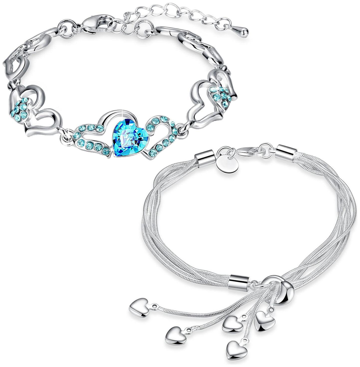 

MahiValentines gift Combo of Lovely Heart Bracelets with Crystals for Women CO2104941R