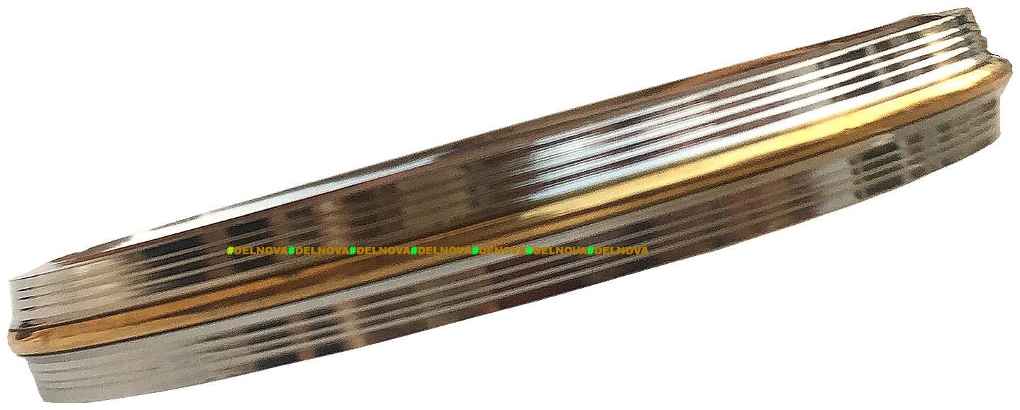 

Pack of Two Medium Plus Size Stainless Steel Kada s With Engraved Brass Strip In Center