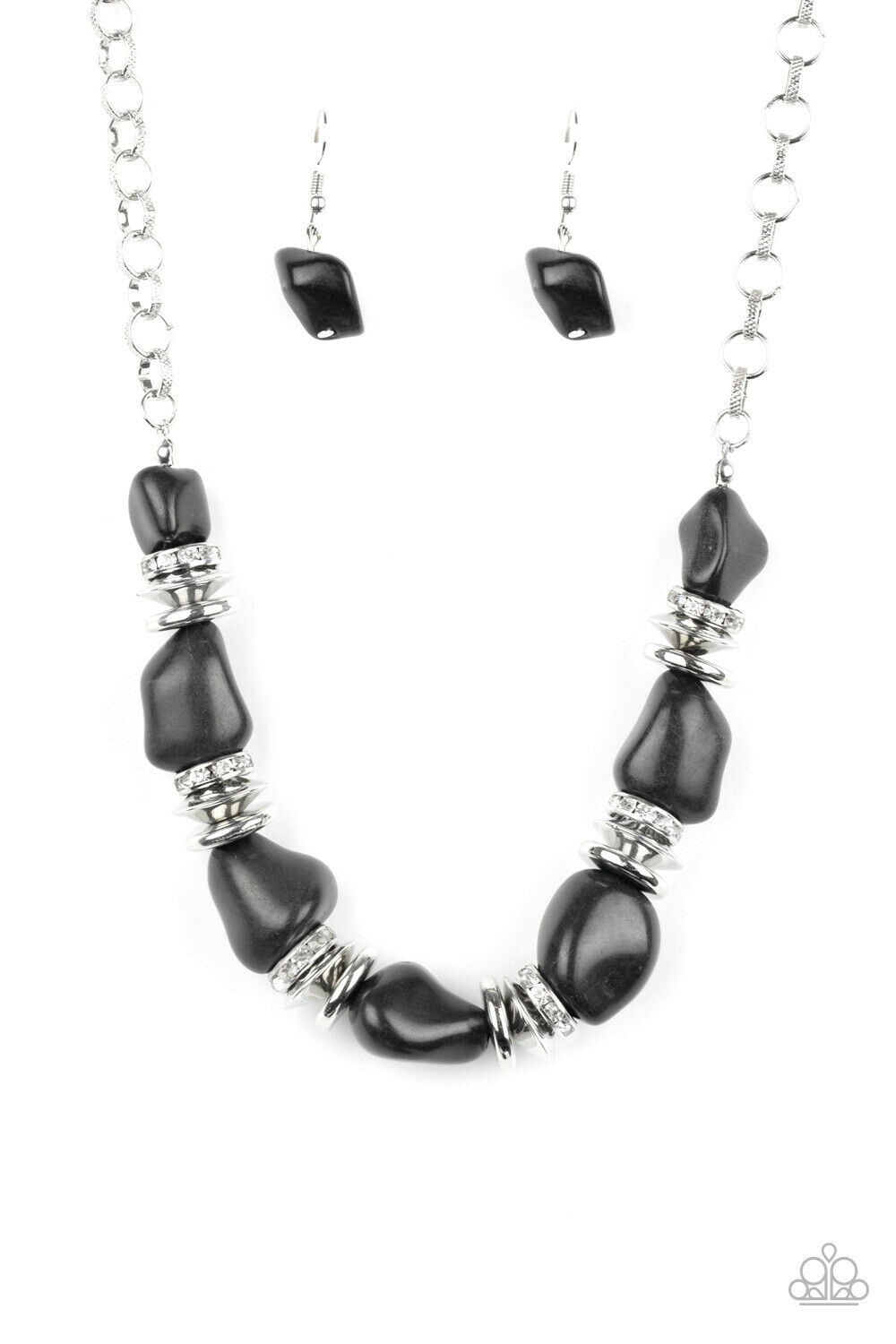 

Paparazzi Jewelry Necklace Earring Stunningly Stone Age Black