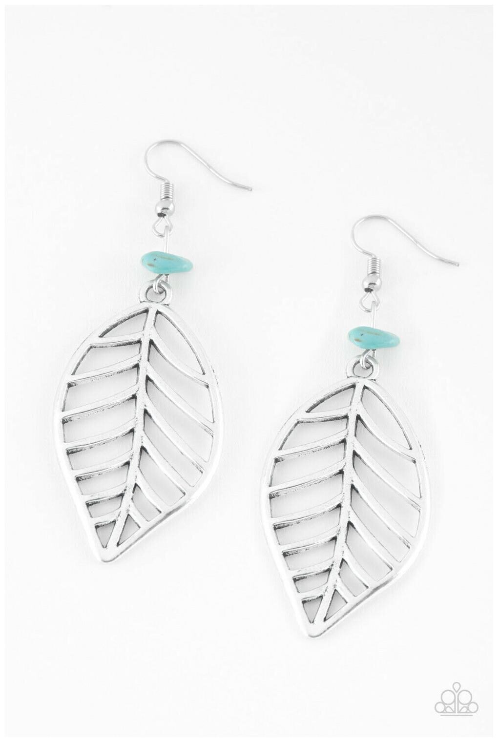 

Paparazzi Jewelry BOUGH Out - Blue Leaf Silver Earrings