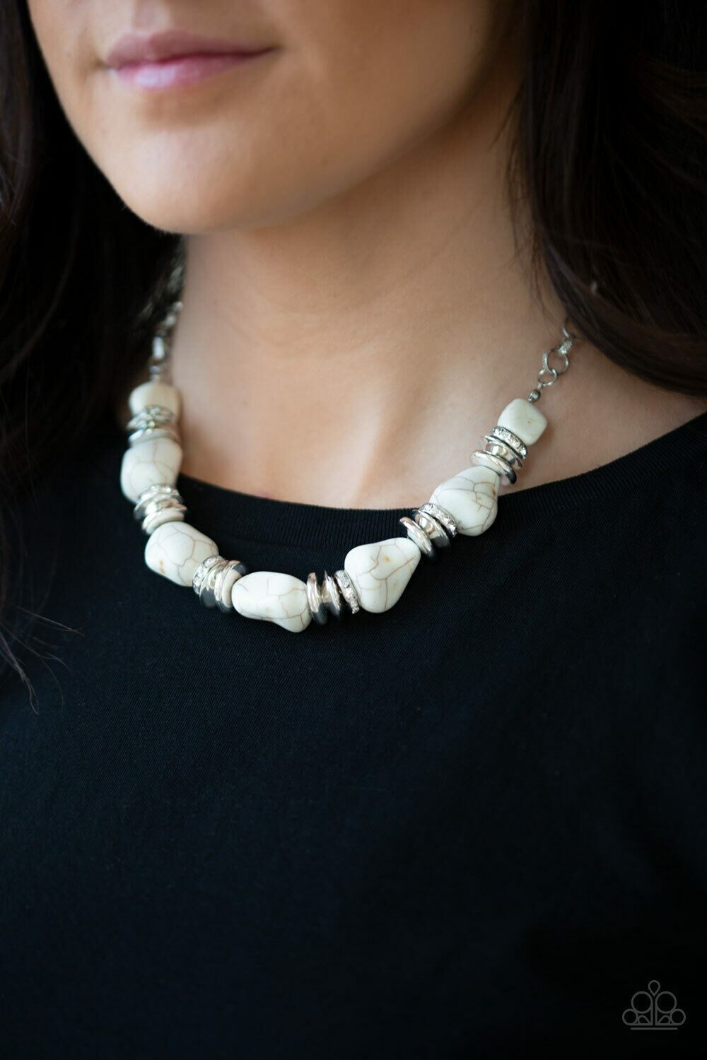 

Paparazzi jewelry white stones silver accents Necklace w Earrings