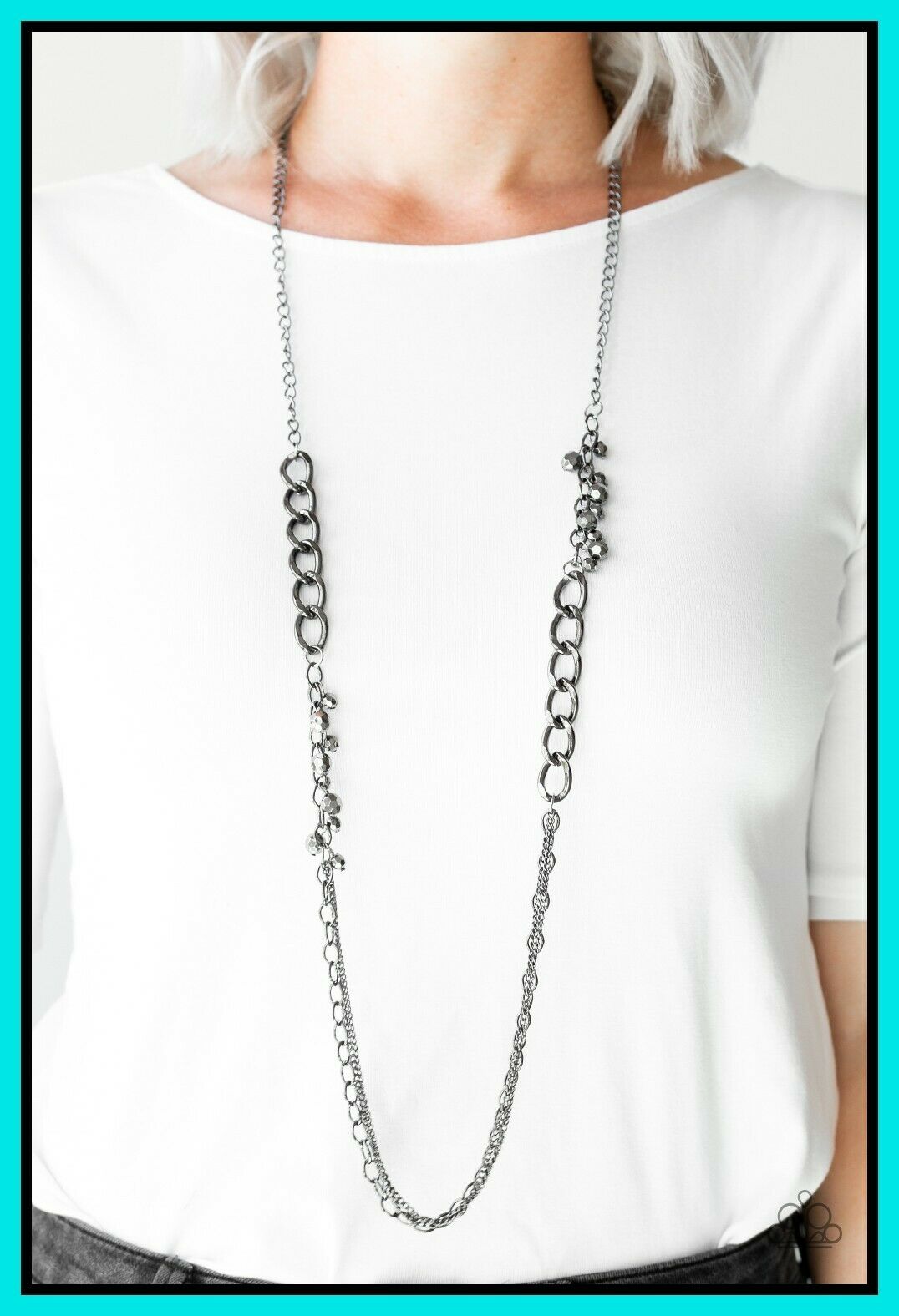 

Paparazzi Jewelry MEGA MEGACITY Gunmetal Black Chain Mismatched