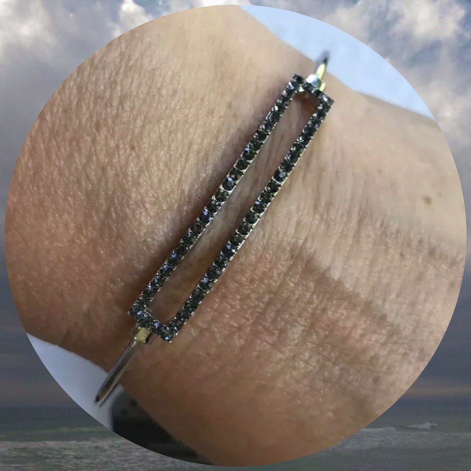 

Paparazzi Money In The Bank Smoky Rhinestone Encrusted Silver Tone Bracelet