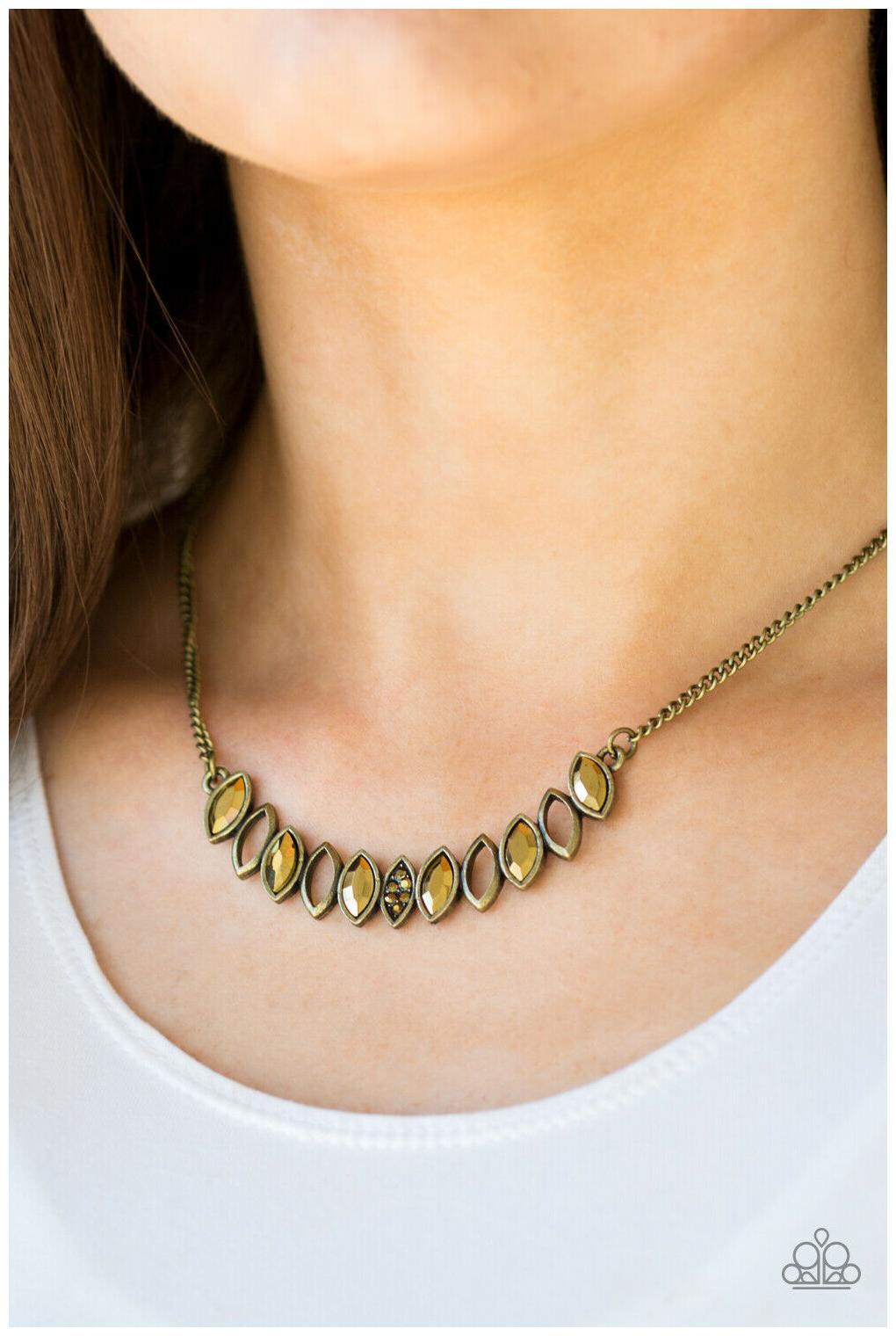 

Paparazzi regal marquise shapes brass frames necklace w earrings nwt