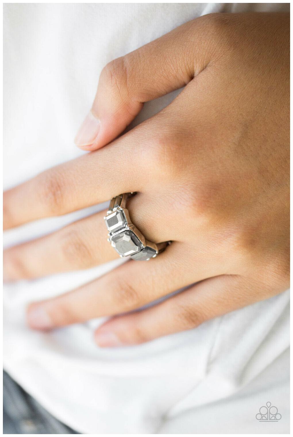 

Paparazzi Ring Smoky Rhinestone Emerald Cut Jewelry - Rogue Royal