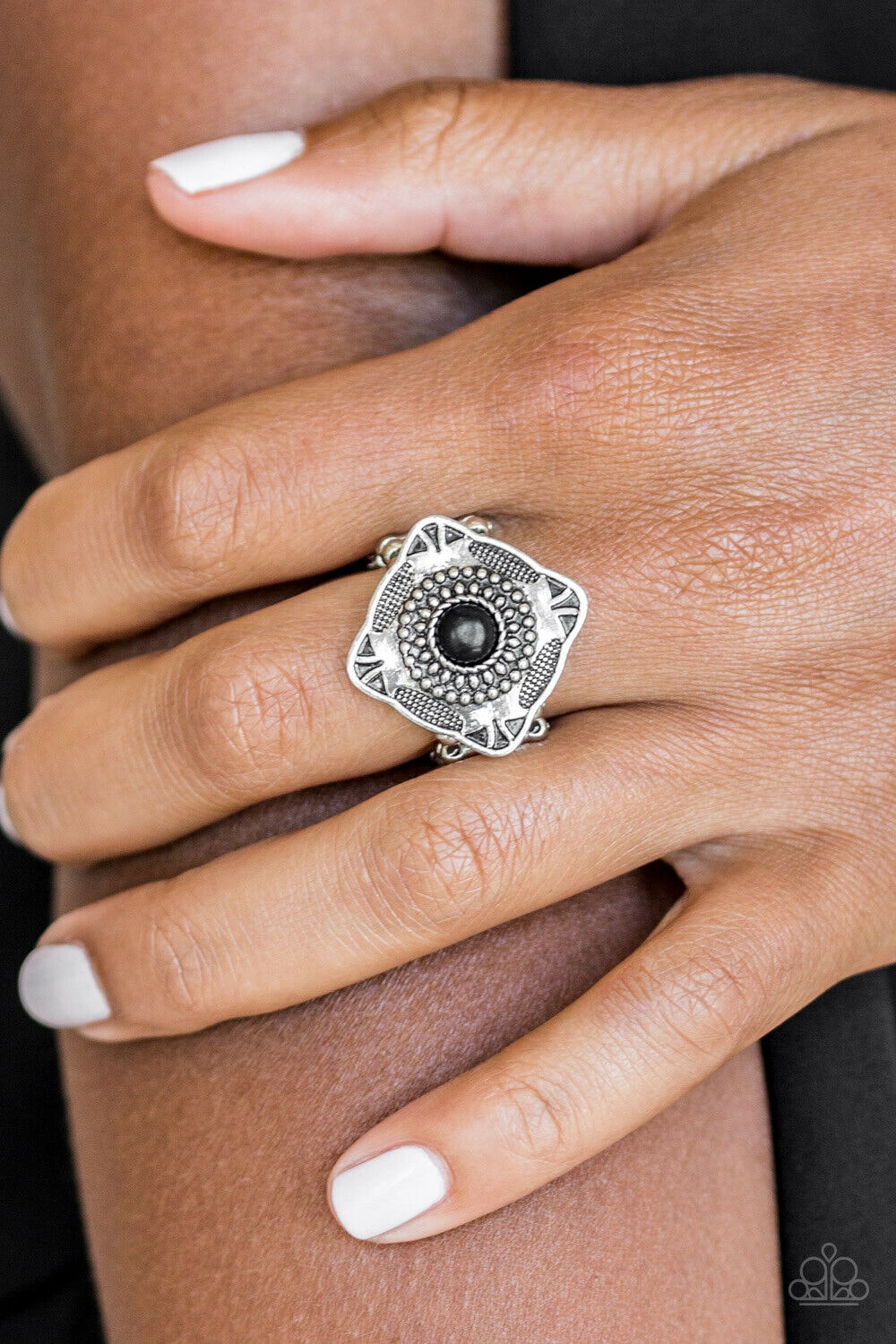 

Paparazzi Ring Black Tribal Silver Jewelry - Four Corners Fashion