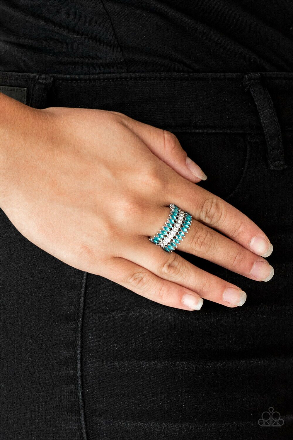 

Paparazzi Ring Turquoise Marquise Rhinestone Jewelry - Treasury Fund