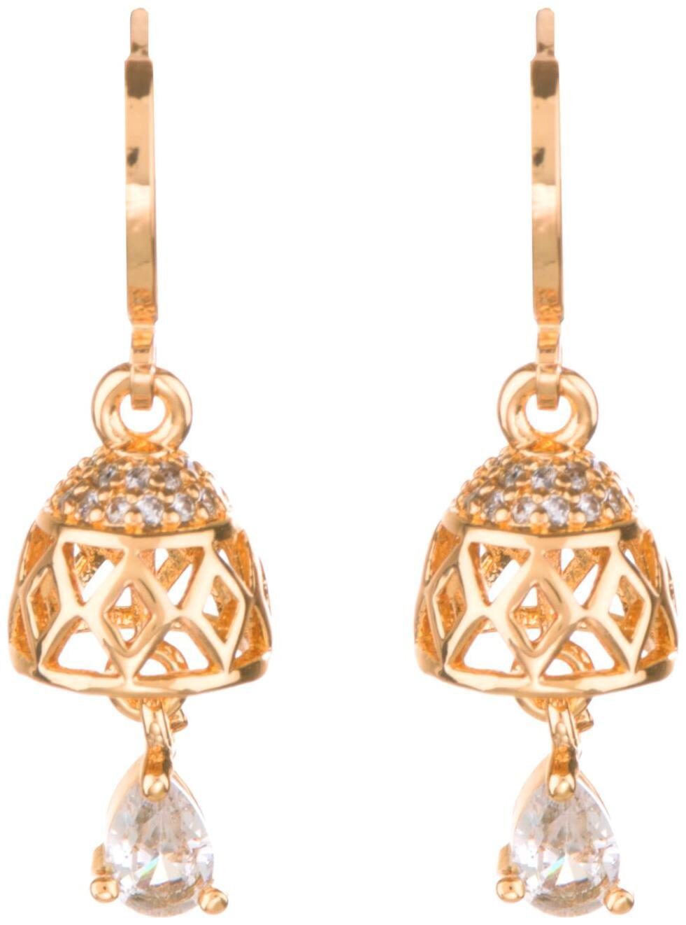 

Parinaaz Fashion Jewellery Stylish Gold Plated Wedding Fancy Party Wear CZ Jhumki Earring Set