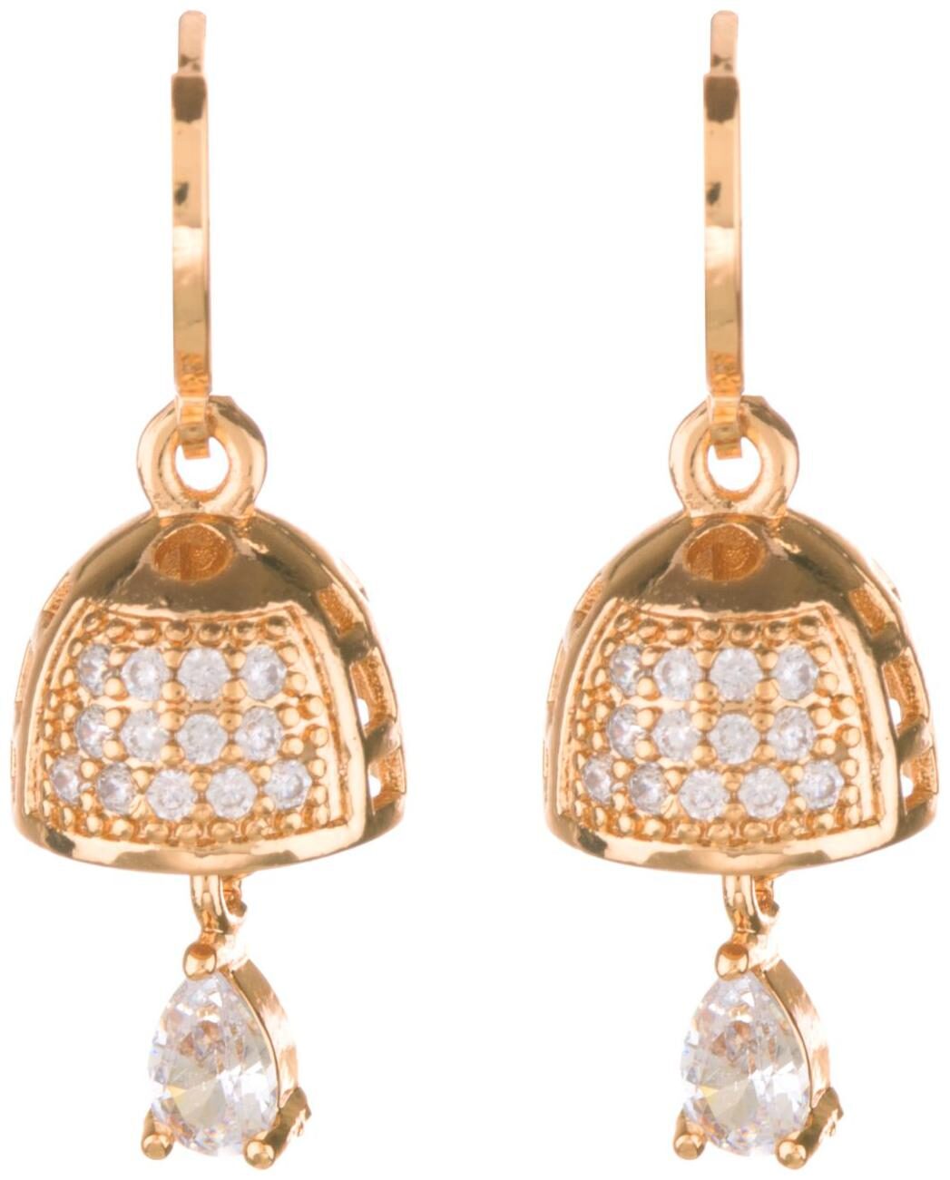 

Parinaaz Fashion Jewellery Stylish Gold Plated Wedding Fancy Party Wear CZ Jhumki Earring Set