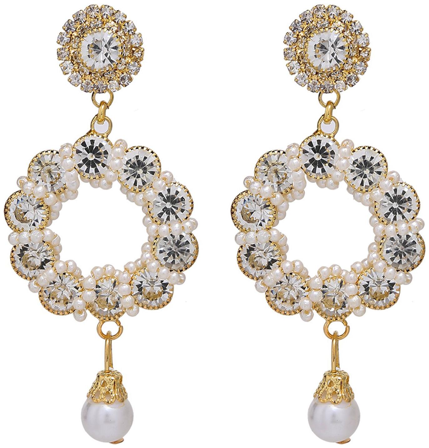 

Parinaaz Fashion Jewellery Stylish Gold Plated CZ Tassel Wedding Party Wear Dangle Earring Set