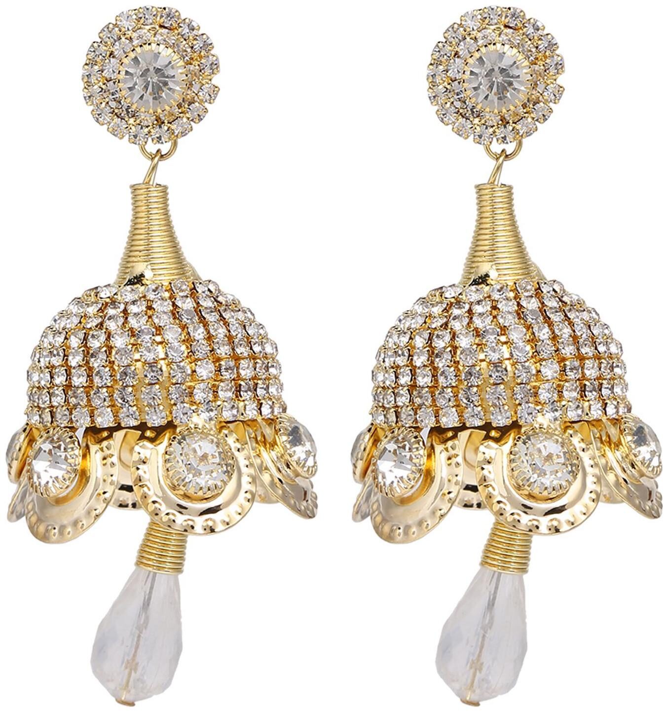 

Parinaaz Fashion Jewellery Stylish Gold Plated CZ Wedding Party Wear Jhumka Earring Set