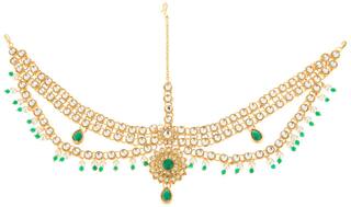Buy Parinaaz Stylish Gold Plated Kundan Maang Tikka With Pearl