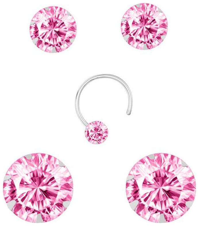 

PeenZone 92 5 Sterling Silver Pink Color Stud Earrings Set For Women Girls