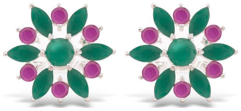 

PeenZone 92 5 Sterling Silver Emerald Ruby Ear Tops For Women Girls