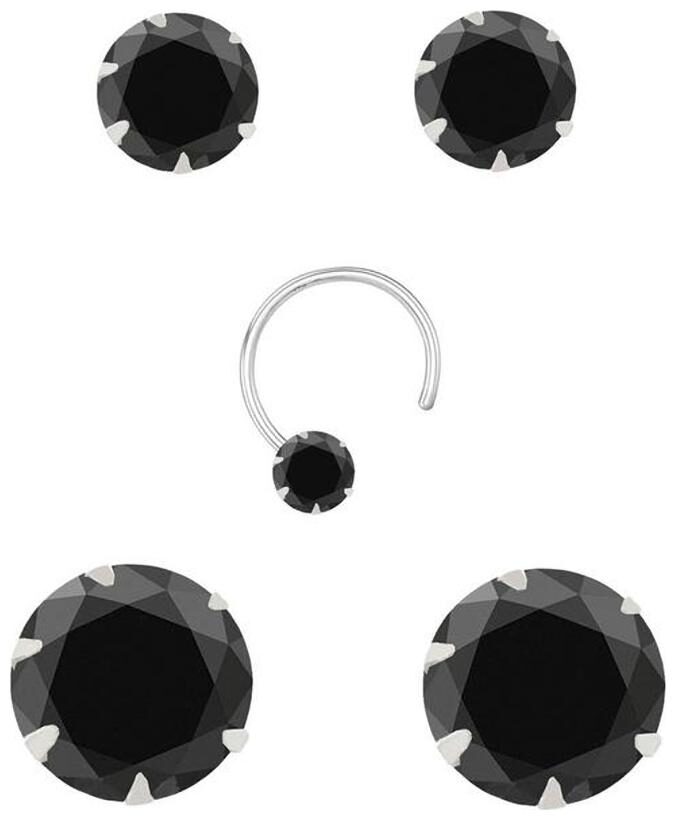 

PeenZone 92 5 Sterling Silver Black color Stud Earrings Set For Women Girls