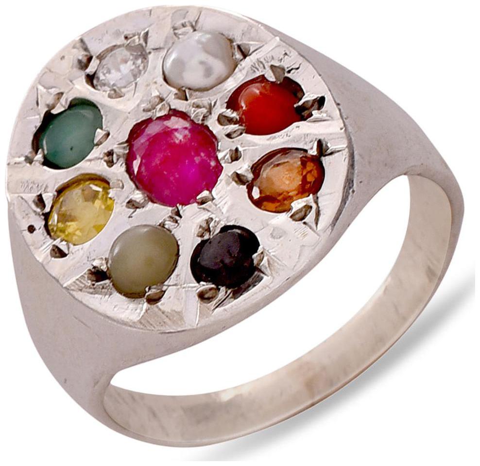 

PeenZone 92 5 Sterling Silver Navratna Ring For Unisex