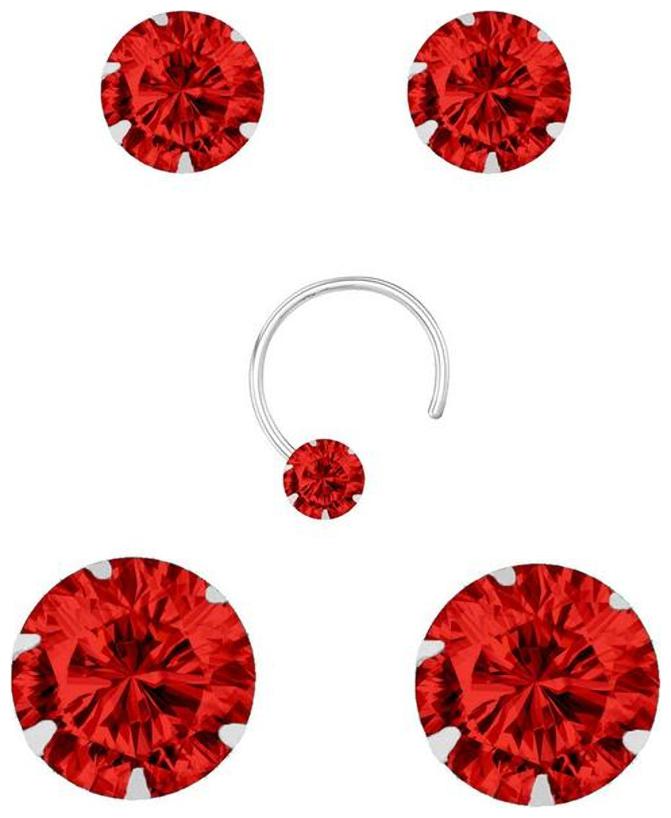 

PeenZone 92 5 Sterling Silver Red color Stud Earrings Set For Women Girls