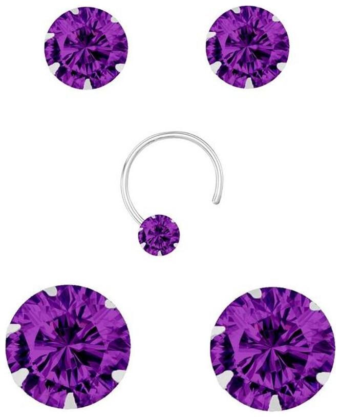 

PeenZone 92 5 Sterling Silver Parpal Color Stud Earrings Set For Women Girls