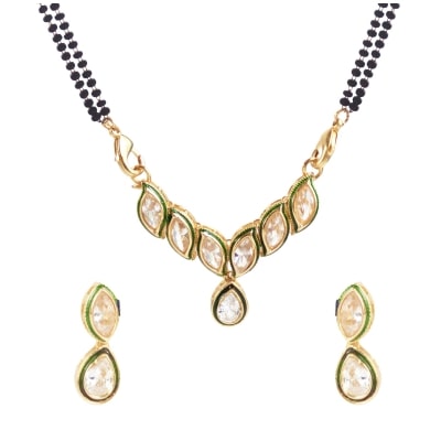 

Penny Jewels American Diamond Gold Plated Antique Mangalsutra Set
