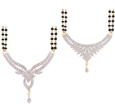 

Penny Jewels Fashion Designer Unique Traditional Stone Latest Antique Cubic Zirconia Party Wear 2 Mangals sutras For Women Girls