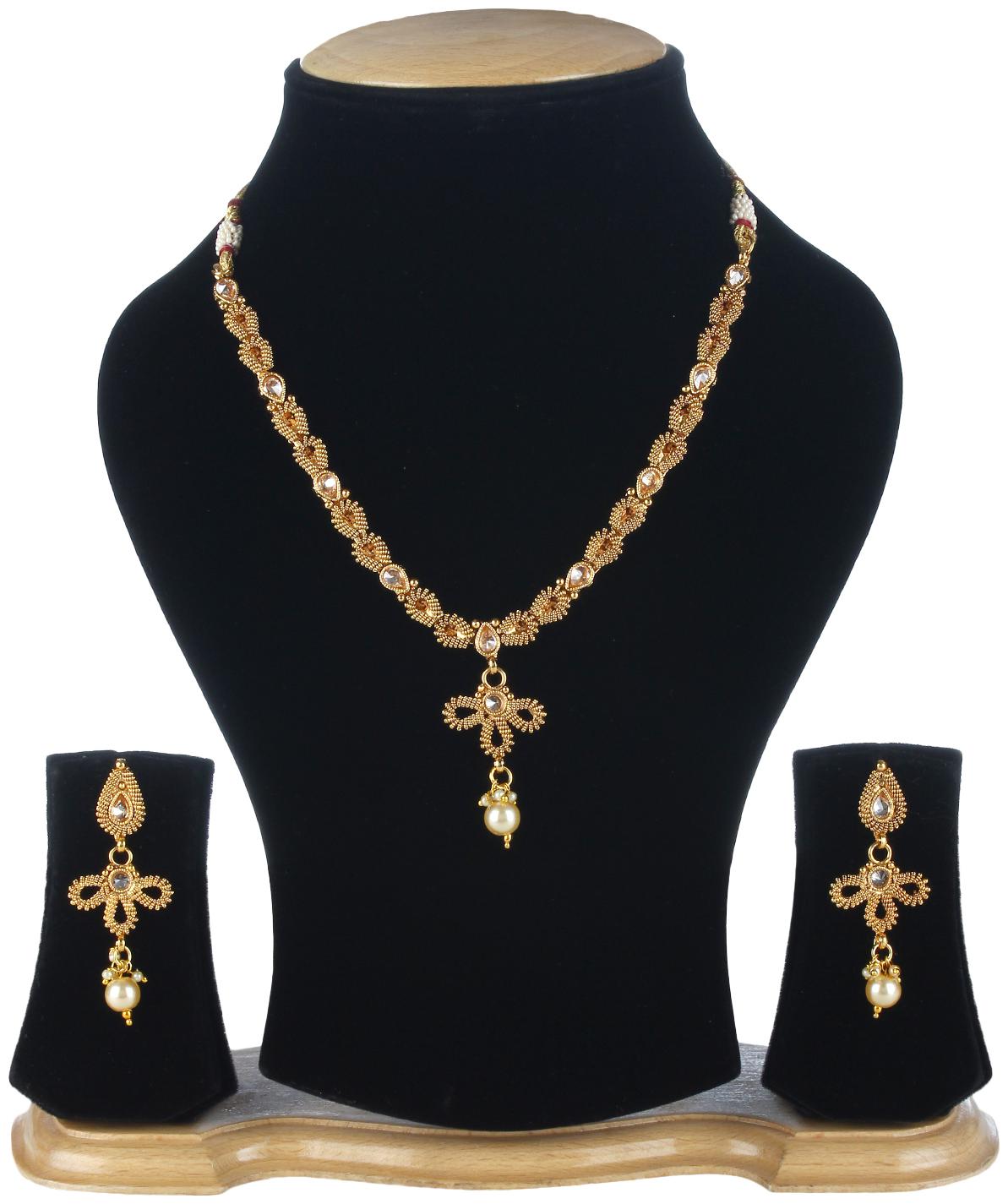 

Penny Jewels Alloy Gold Plated Party Wear Necklace Set Earring For Women Girls