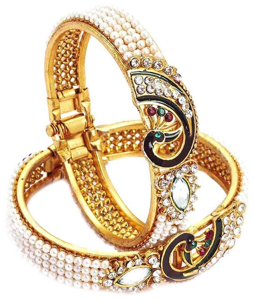 

Penny Jewels Alloy Party Wear Traditional Stone Latest MultiColor Kada Set For Women Girls (Pack Of 2)