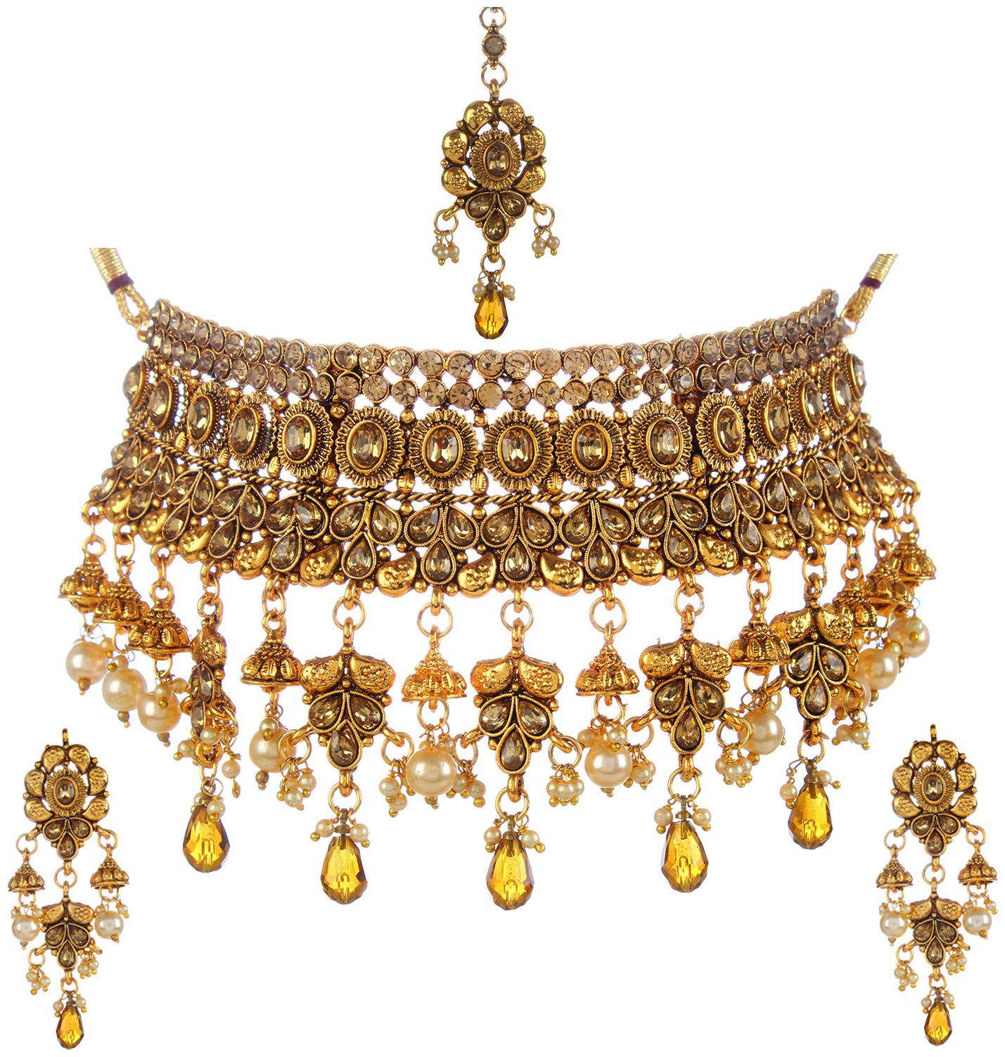 

Penny Jewels Alloy Gold Plated Unique Bridal Jewellery Set