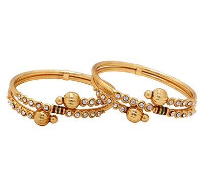 

Penny Jewels Alloy Party Wear Fashionable Latest Designer Colored Designer Bangles Set For Women Girls (Pack Of 2)