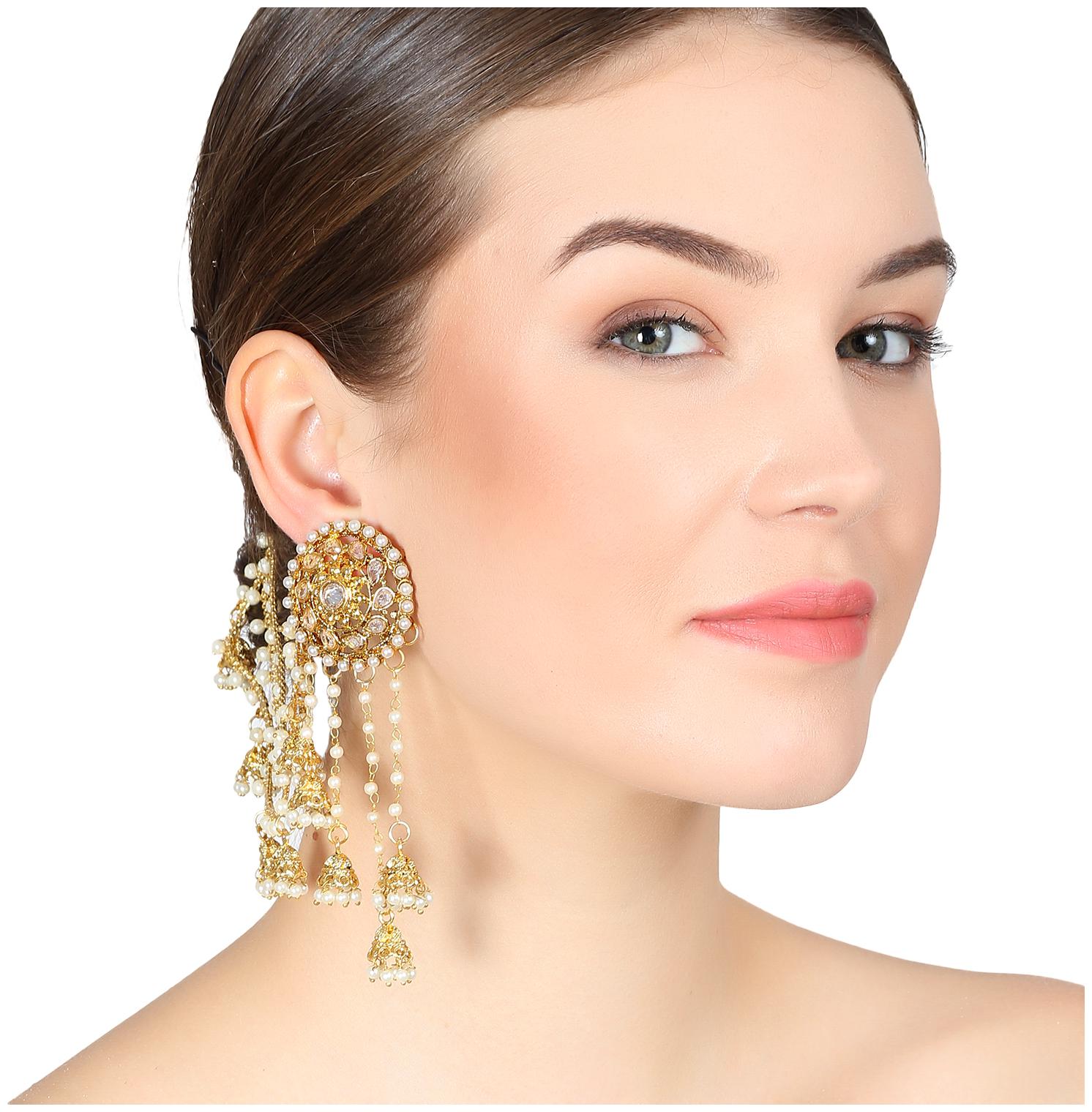 

Penny Jewels Alloy Party Wear Fancy Bahubali Earring Set For Women Girls